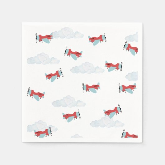 タイムフライ飛行機誕生日 スタンダードカクテルナプキン (正面)