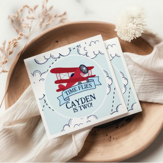 タイムフライ飛行機誕生日 スタンダードカクテルナプキン