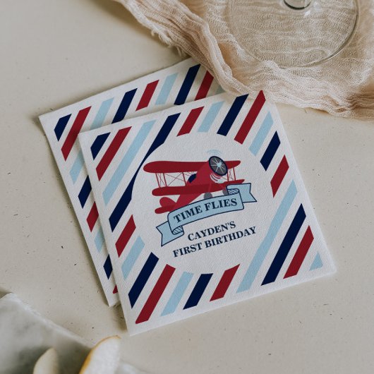 タイムフライ飛行機誕生日 スタンダードカクテルナプキン