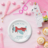 タイムフライ飛行機誕生日 ペーパープレート (パーティー)