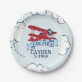 タイムフライ飛行機誕生日 ペーパープレート (正面)