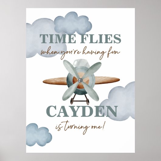 タイムフライ飛行機誕生日 ポスター (正面)