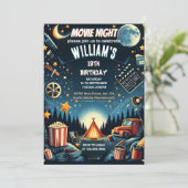 タイムボーイ・キャンピングポップコーン映画夜13歳の誕生日 招待状 (スタンド正面)