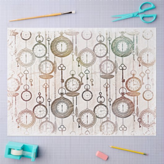 タイムポケットの時計と鍵の切り離し 薄葉紙 (クラフト)