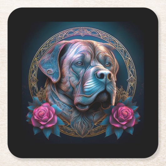 タイムポータルを介してBull Mastiffピア スクエアペーパーコースター (正面)