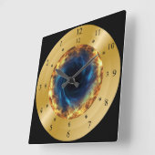 タイムマシン時計~燃えるようなブラックホール~ * ~ スクエア壁時計 (傾斜)