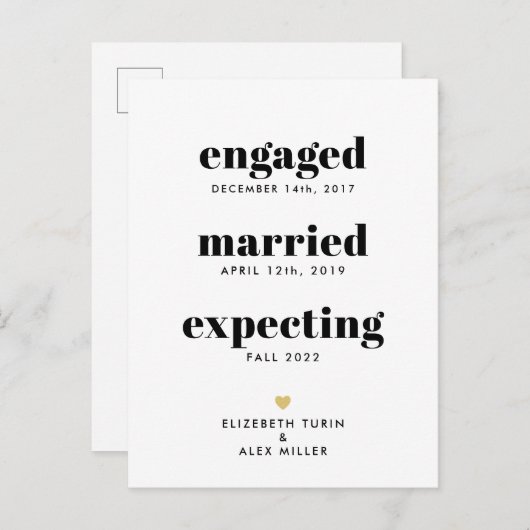 タイムラおもしろいイン妊娠告知1枚の写真 案内ポストカード (正面/裏面)