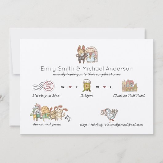 タイムラお洒落イン素朴ブライダルシャワークラフト 招待状 (正面)