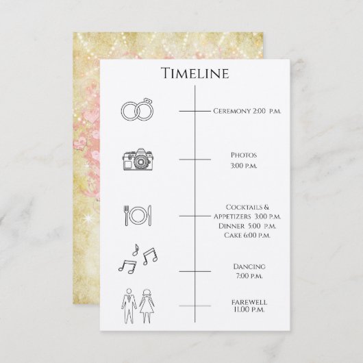 タイムラインのイベントハートリーフツリーエンクロージャの順序 招待状 (正面/裏面)