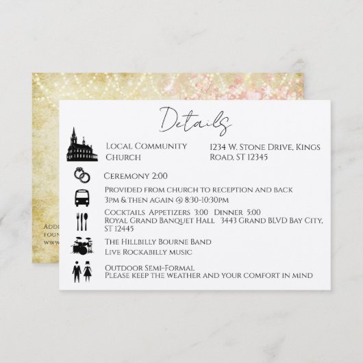 タイムラインのイベントハートリーフツリーエンクロージャの順序 招待状 (正面/裏面)