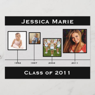 タイムラインの黒いおよび灰色の卒業Inviation 案内状