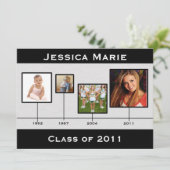 タイムラインの黒いおよび灰色の卒業Inviation 案内状 (スタンド正面)