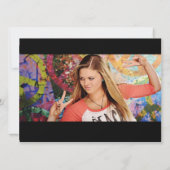 タイムラインの黒いおよび灰色の卒業Inviation 案内状 (裏面)