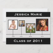 タイムラインの黒いおよび灰色の卒業Inviation 案内状 (正面)