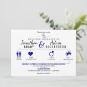 タイムラインダークブルー結婚式招待状 招待状 (スタンド正面)