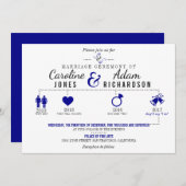 タイムラインダークブルー結婚式招待状 招待状 (正面/裏面)