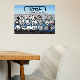 タイムラインフォトコラージュと湖と山 ポスター