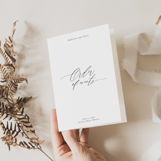 タイムラインモダン付きウェディングプログラム冊子 カード