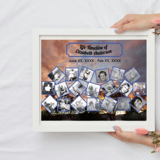 タイムライン写真コラージュのツリーラインサンセットポスター ポスター