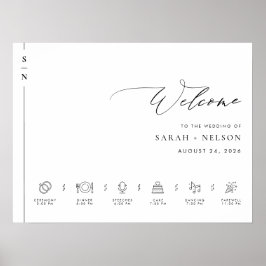 タイムライン結婚を使用したイベントのウェルカムサインの順序 ポスター