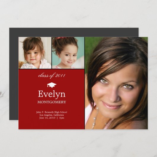 タイムライン3写真の卒業発表 招待状 (正面/裏面)