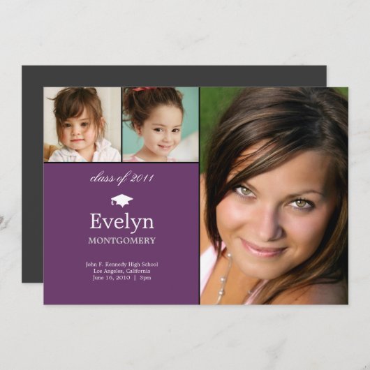 タイムライン3写真の卒業発表 招待状 (正面/裏面)