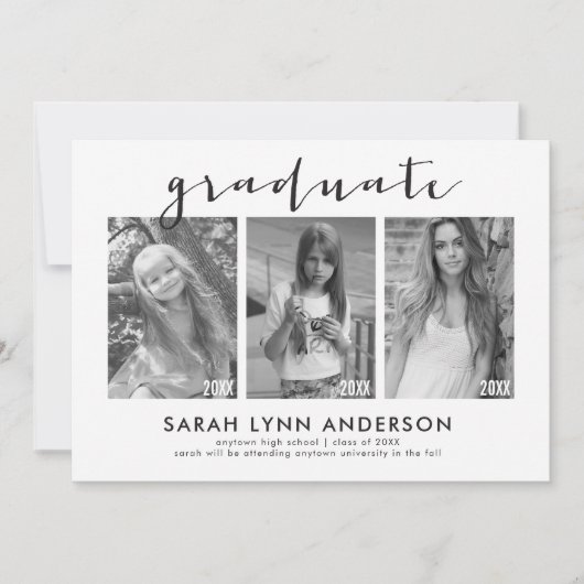 タイムライン3写真卒業パーティー招待状 招待状 (正面)