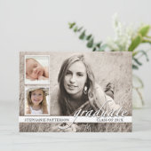 タイムライン3枚フォト卒業パーティー招待状 招待状 (スタンド正面)