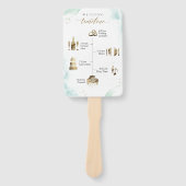 タイムラエレガントインとウェルカムウォーターカラーブルーグリーン ハンドファン (正面)