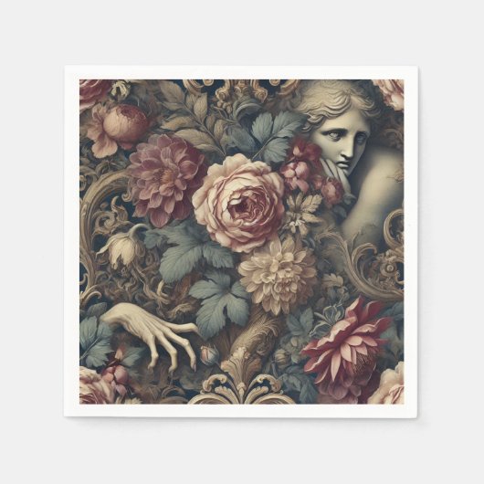 タイムラプス – ゴシックフローラ枕 スタンダードカクテルナプキン (正面)