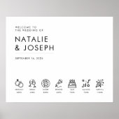 タイムラモダンイン付きエレガントなウェディングウェルカムサイン ポスター (正面)