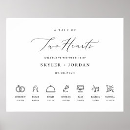 タイムラモダンイン付きエレガントなウェディングウェルカムサイン ポスター