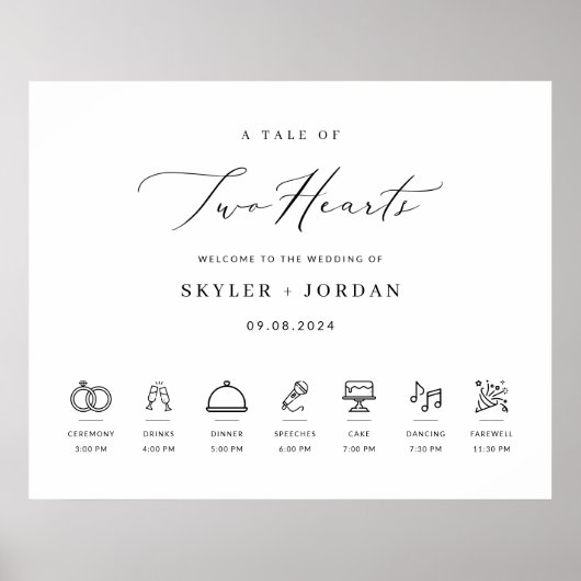 タイムラモダンイン付きエレガントなウェディングウェルカムサイン ポスター (正面)