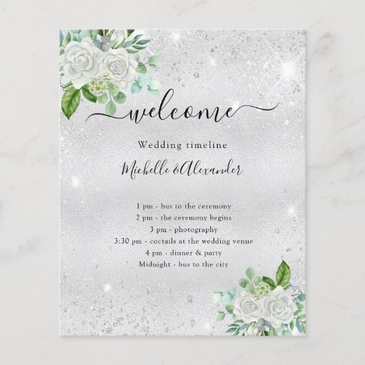 タイムラ結婚インのプログラム銀フローラの緑 チラシ (正面)