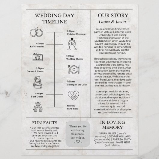 タイムラ結婚イン付き新聞の旅程プログラム チラシ (裏面)