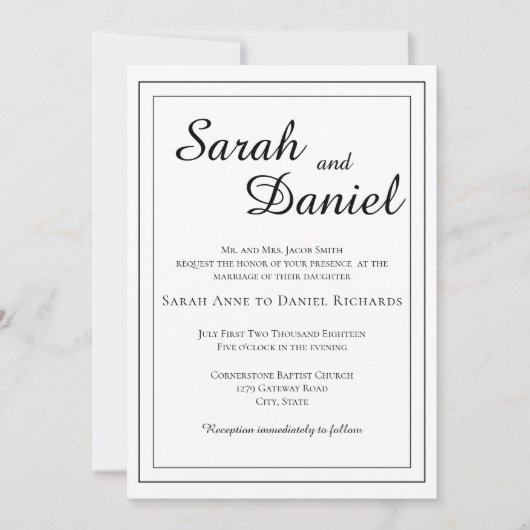 タイムレクラシックスエレガント伝統的結婚の花嫁 招待状 (正面)