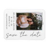 タイムレシンプルスモダンボウ結婚式の日付を保存 マグネット (横)