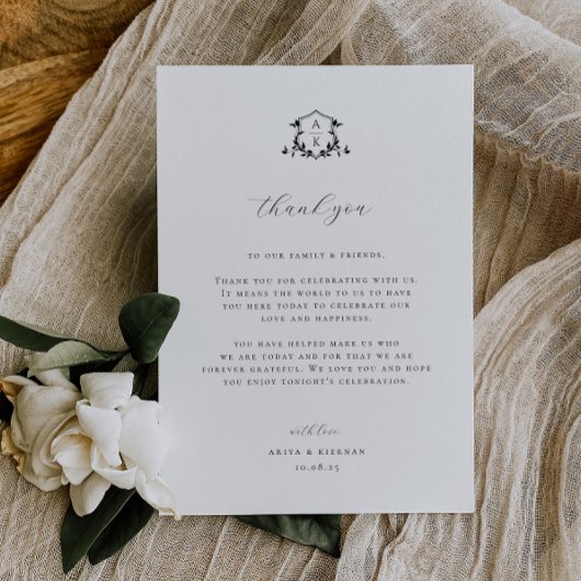 タイムレスつる植物クレスト披露宴ありがとう プログラム