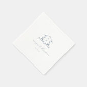 タイムレスつる植物ダスティブルークレスト結婚のモノグラム スタンダードカクテルナプキン (角)