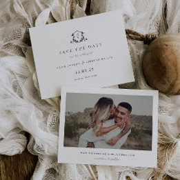 タイムレスつる植物ブラッククレストモノグラム写真 セーブザデート