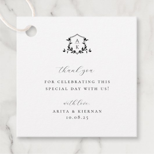 タイムレスつる植物ブラッククレスト結婚ズモノグラム フェイバータグ (正面)