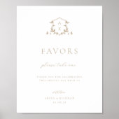 タイムレスつる植物ベージュクレストフェイスサイン ポスター (正面)