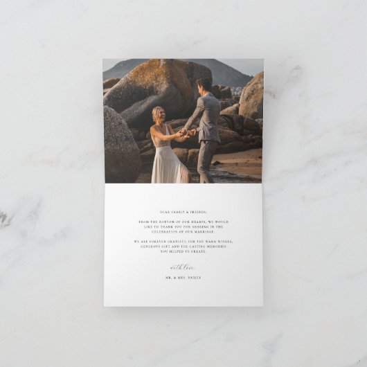 タイムレスつる植物モノグラム結婚クレストの写真 サンキューカード (内部)