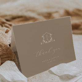 タイムレスつる植物モノグラム結婚クレストの写真 サンキューカード