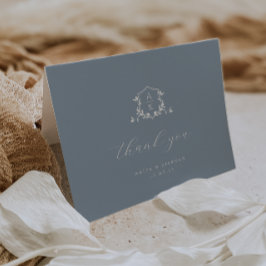 タイムレスつる植物モノグラム結婚クレストの写真 サンキューカード