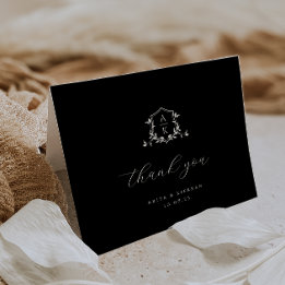 タイムレスつる植物モノグラム結婚クレストの写真 サンキューカード
