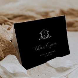 タイムレスつる植物モノグラム結婚クレストの写真 サンキューカード