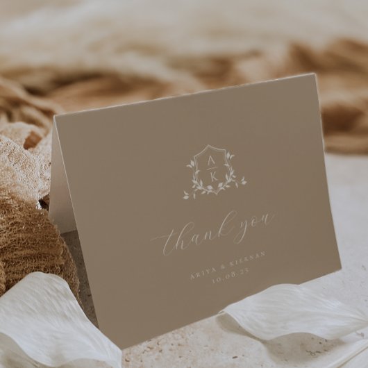 タイムレスつる植物モノグラム結婚クレストの写真 サンキューカード