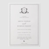 タイムレスつる植物モノグラ結婚ムの ベラム紙招待状 (正面)