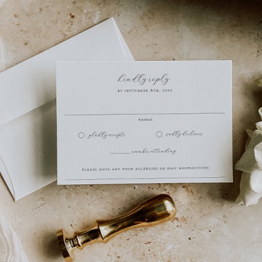 タイムレスつる植物結婚モノグラムの紋章 出欠カード